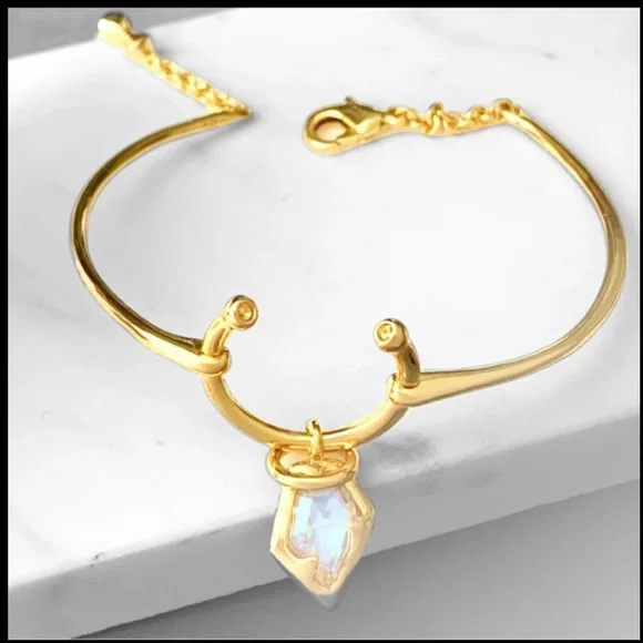 ALEXIS BITTAR • NEW Miss Havisham Horseshoe Celestial Pear Gold CZ Bracelet - Picture 1 of 9